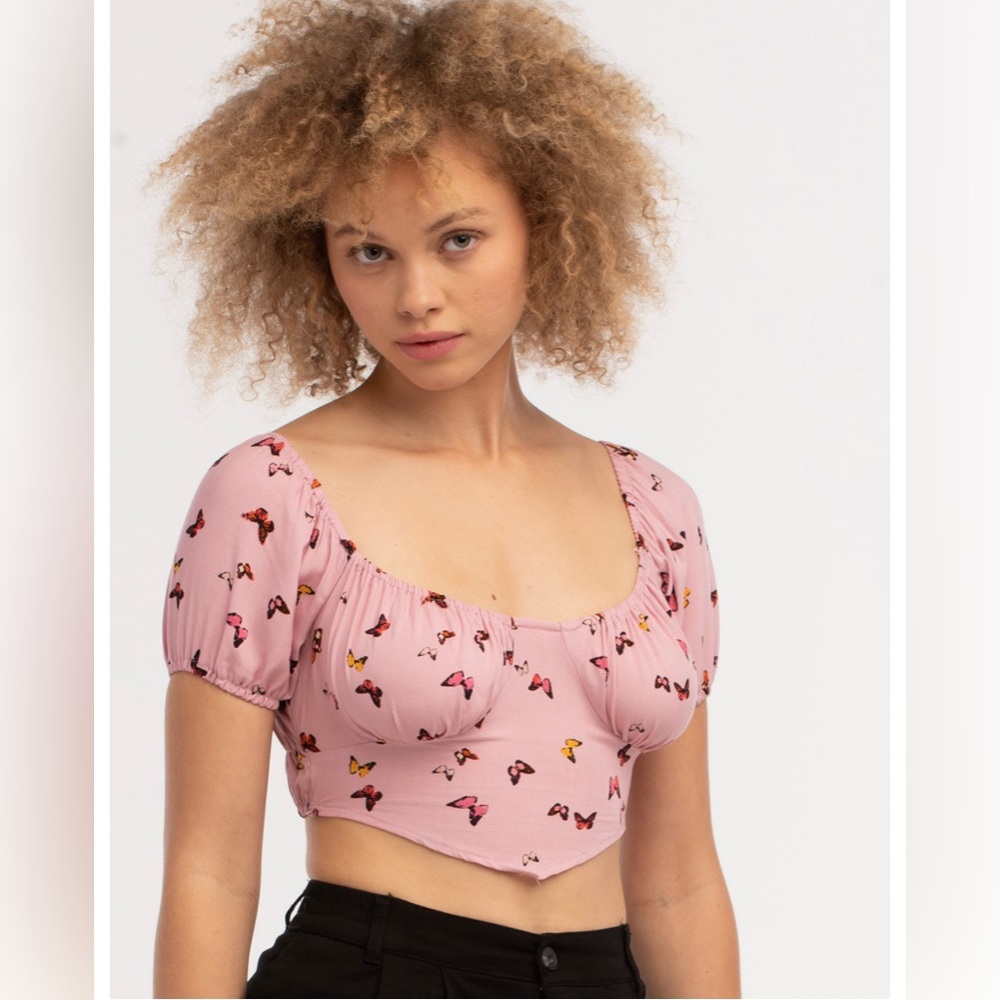 LIBERTY LOVE Womens Butterfly Tie Back Top 🦋